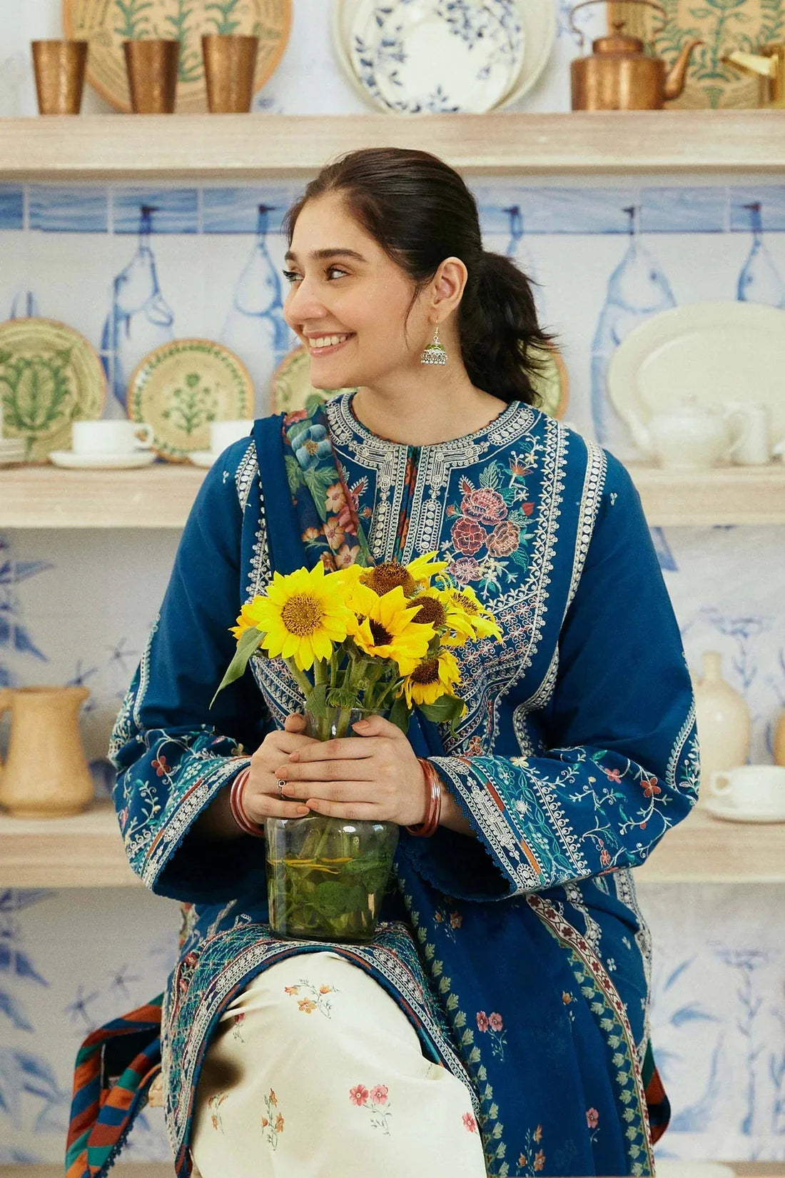 Unstitched Heavy Embroidered Lawn Suit 3 Piece With Printed cotton Lawn Dupatta