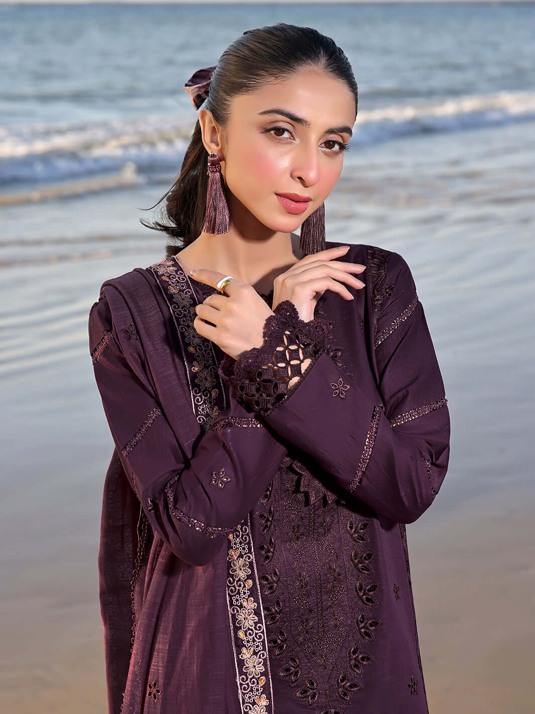 Unstitched 3 Piece Fully Embroidered Chickan Kari Lawn Suit With Fully Embroidered Lawn Dupatta