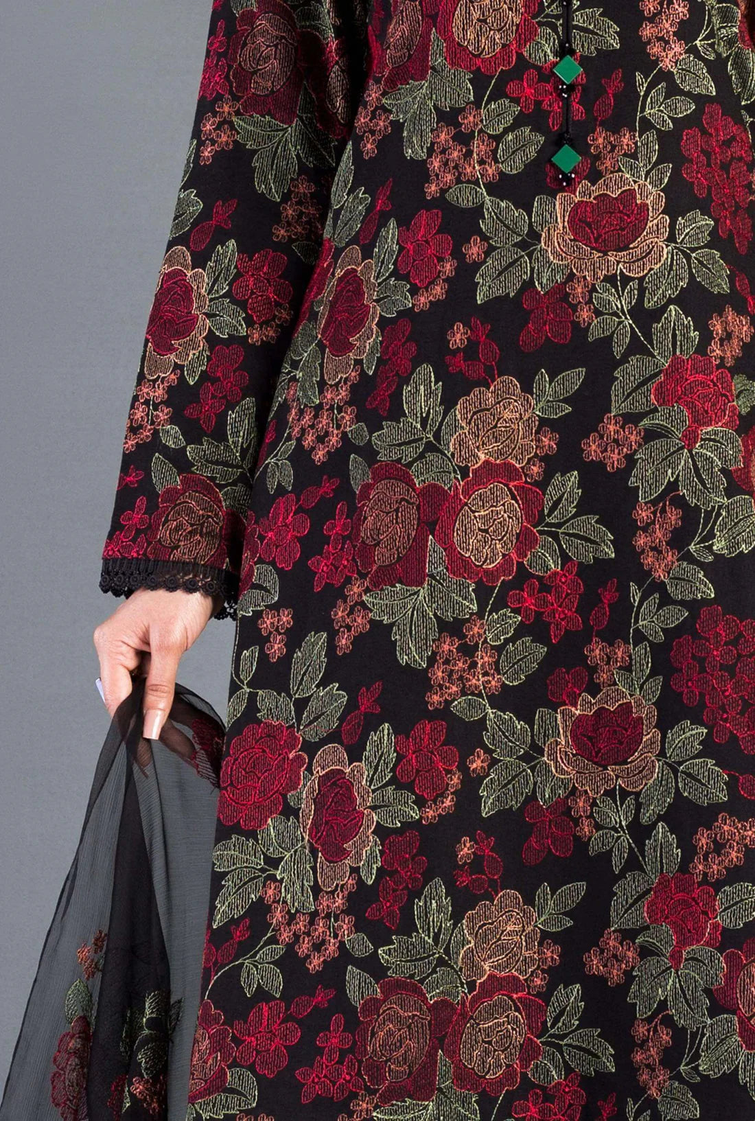 3 Piece Unstitched Heavy Embroidered Lawn Suit ( Full Embroidered Bamber Chiffon Dupatta )
