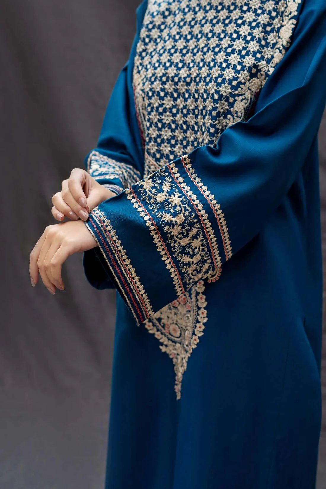 Embroidered Dhanak 2 Piece Shirt With Dyed Trouser