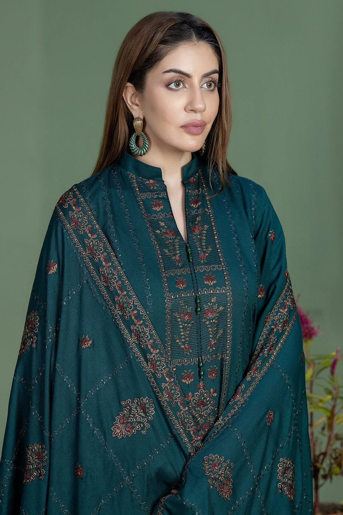 Unstitched 3 Piece Fully Embroidered Lawn Suit with Embroidered Lawn Dupatta