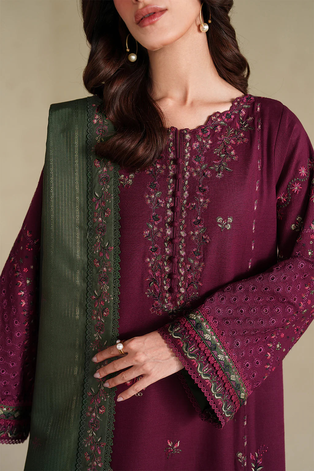 Unstitched 3 Piece Fully Embroidered Lawn Suit With Embroidered Lawn Dupatta