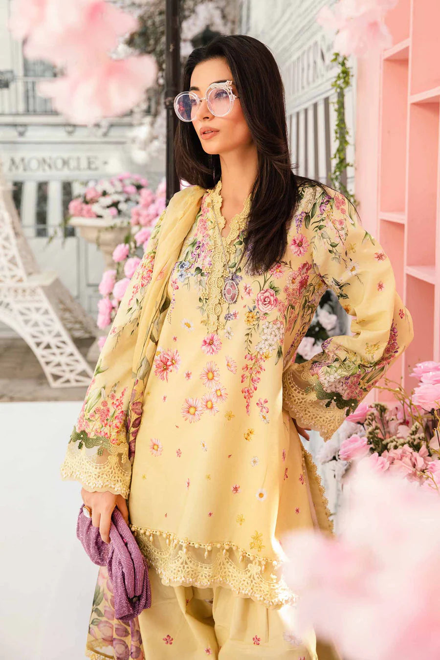 Unstitched 3 Piece Digital Printed Lawn Suit With Printed Shiffon Dupatta