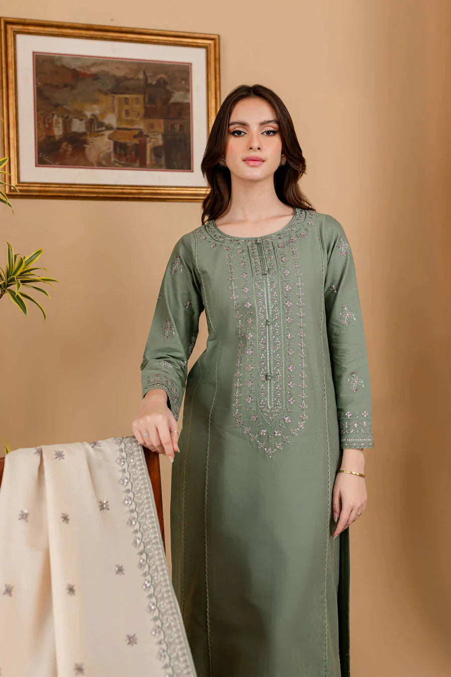 Unstitched 3 Piece Fully Embroidered Lawn Suit with Embroidered Dupatta