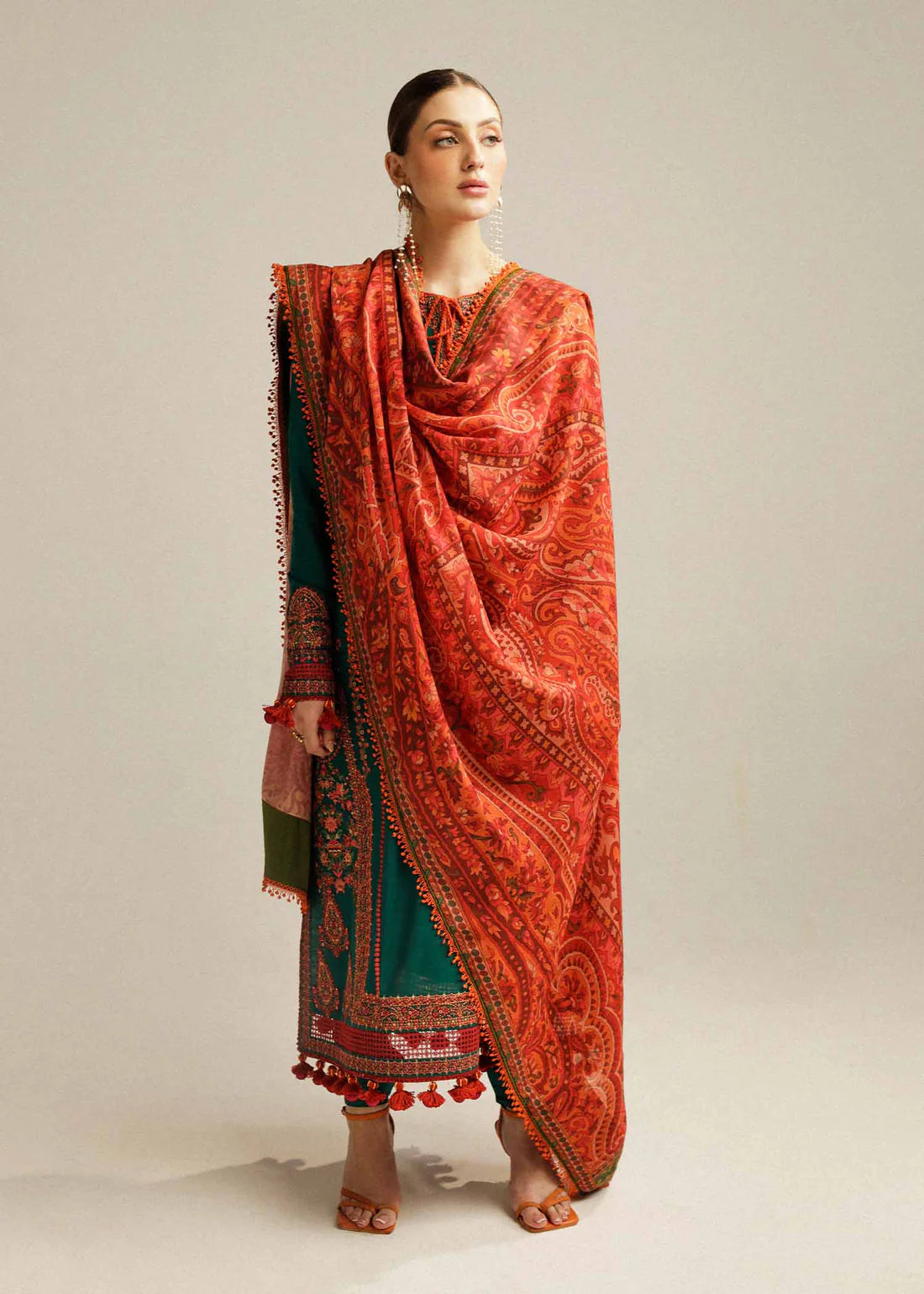 Unstitched 3 Piece Fully Embroidered Lawn Suit With Printed Lawn Dupatta