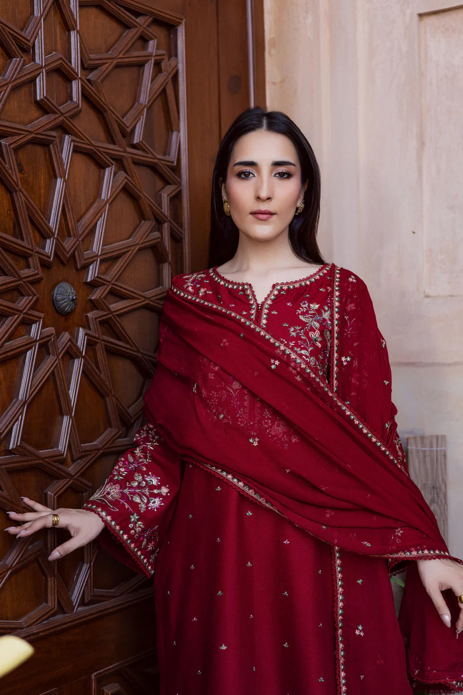 Unstitched 3 Piece Fully Embroidered Lawn Suit With Embroidered Chiffon Dupatta