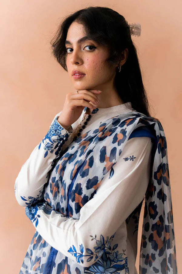 Unstitched 3 Piece Digital Printed Lawn Suit with Printed Polly Lawn Dupatta