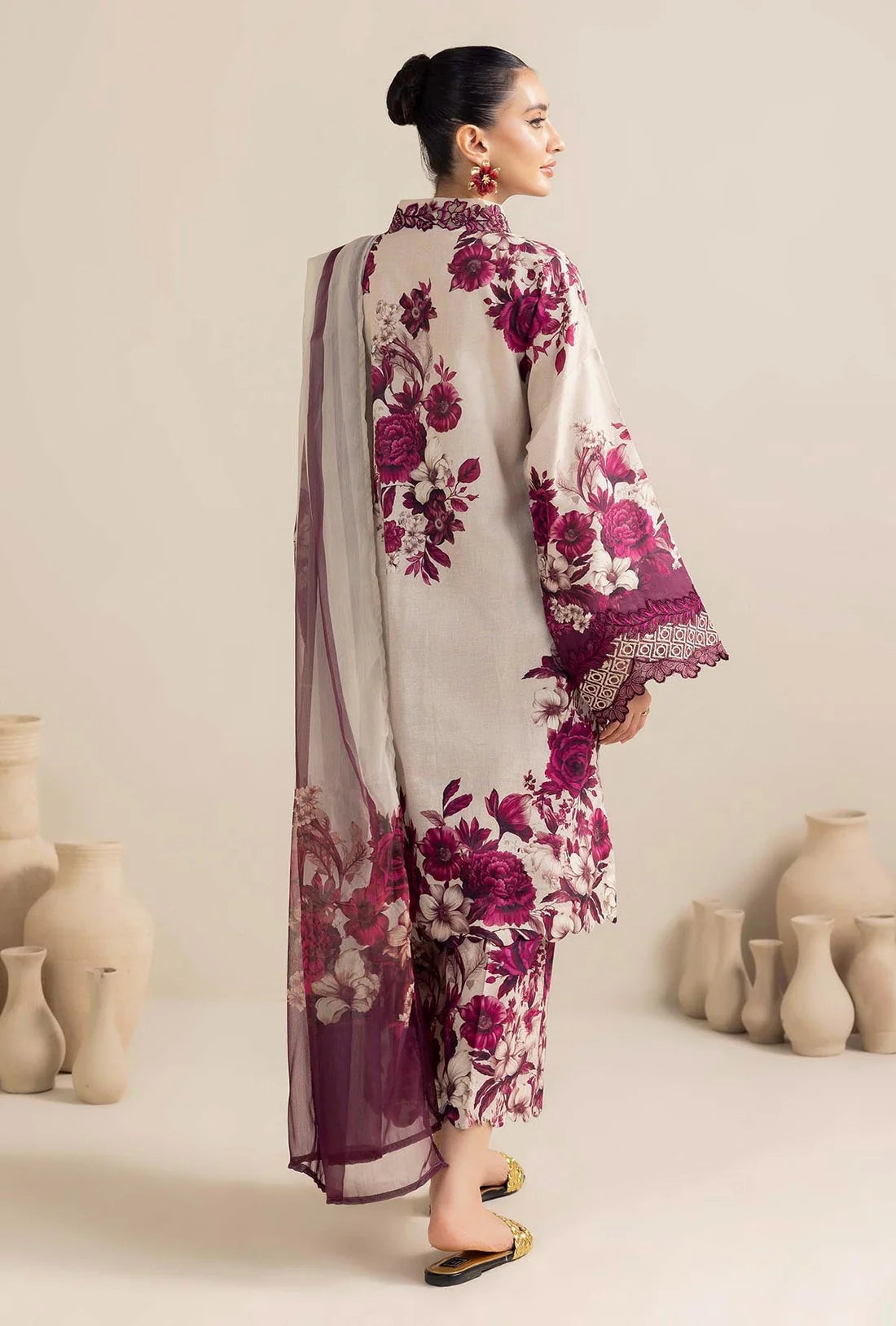 Unstitched 3 Piece Digital Printed Lawn Suit with Printed Monar Dupatta